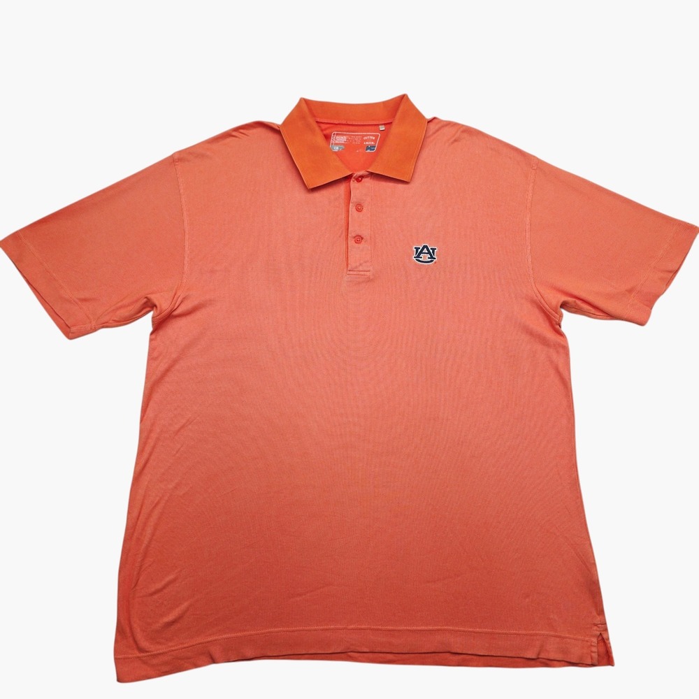 Cutter & Buck Auburn Tigers Mens Orange Short Sleeve Polo Shirt Size XXL AU Logo